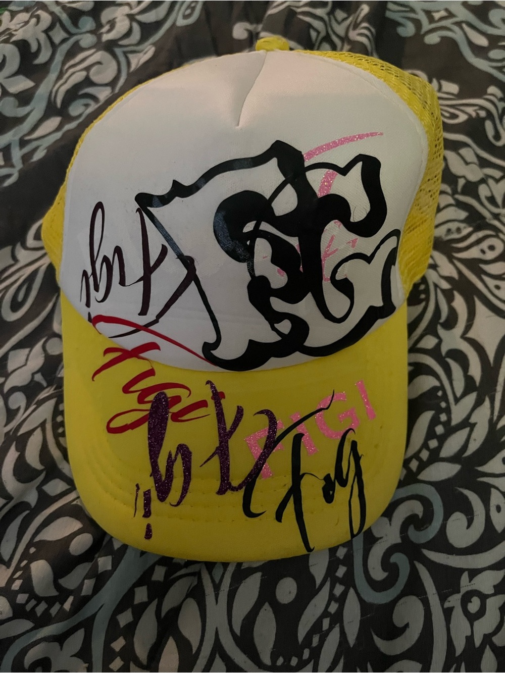 Urban Outfitters Yellow & White Graphic Trucker Hat
